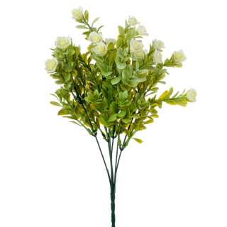 Růžičky bílé na větvičce 33 cm