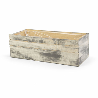 Truhlík dřevo 40 cm x 17 cm šedý obdélník
