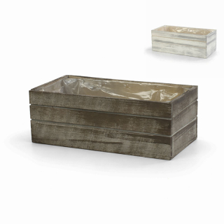 Truhlík dřevo 30 cm x 14cm šedý obdélník mix